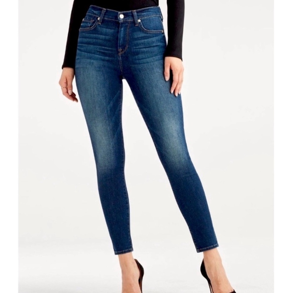 7 For All Mankind The Skinny Jeans Size 27 Blue Low Mid Rise Ankle Crop